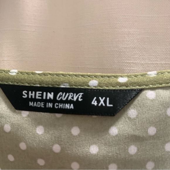 Green with White Polka Dots Cropped Self-Tie Ruffle Hem Peplum Blouse - Picture 7 of 9